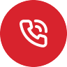 Red circular icon featuring a white telephone receiver.