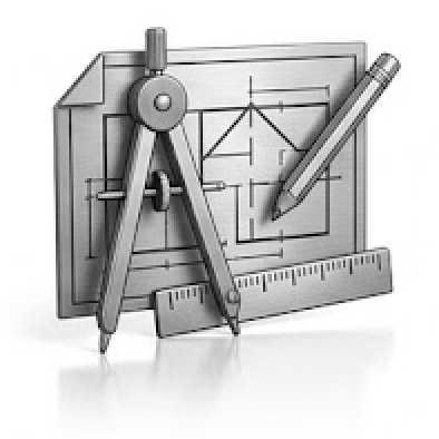 moldrich-26-unternehmen-vorteile-gestaltung A drafting set with a compass, pencil, and ruler placed over blueprints.