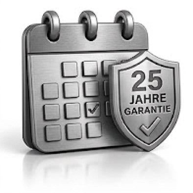 moldrich-26-unternehmen-vorteile-lebensdauer-2 Calendar icon with a shield displaying the text “25 Jahre Garantie.”